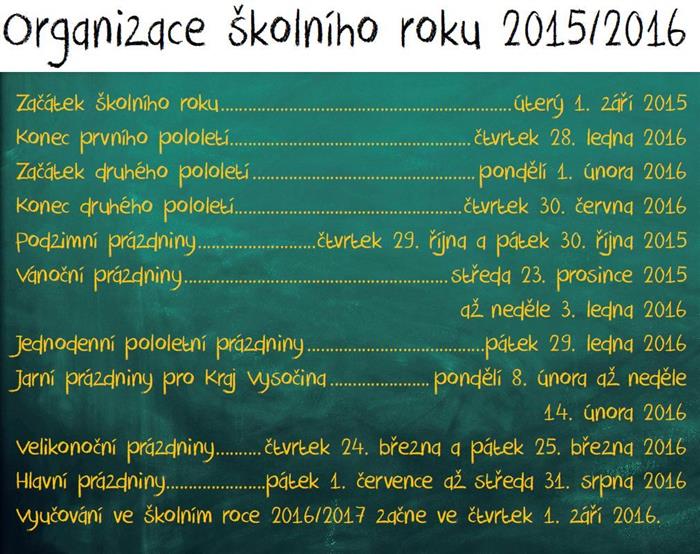 organizace skolniho roku 2015 2016 KR VYS